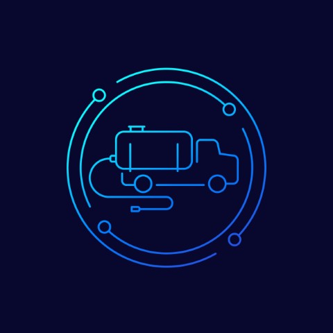 Vacuum Truck Icon, Linear Design