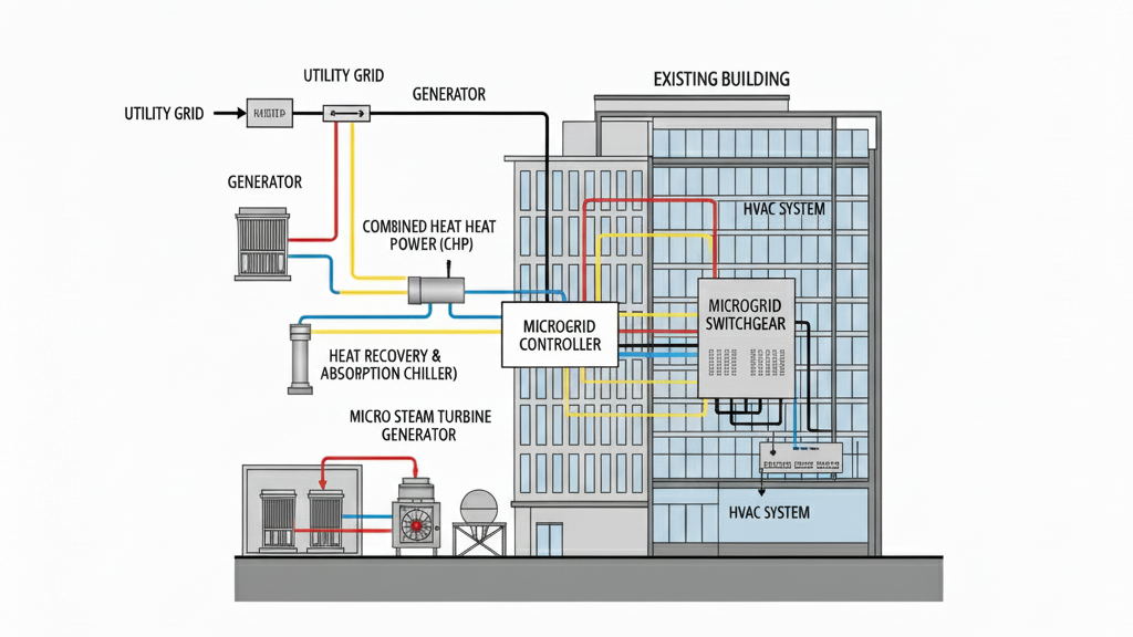 Heat recovery integrated into a healthcare microgrid